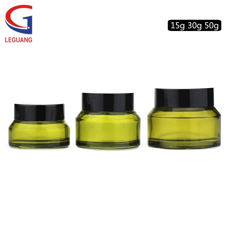 Glass pot factory decorative amber colored wide mouth small cosmetic glass jars