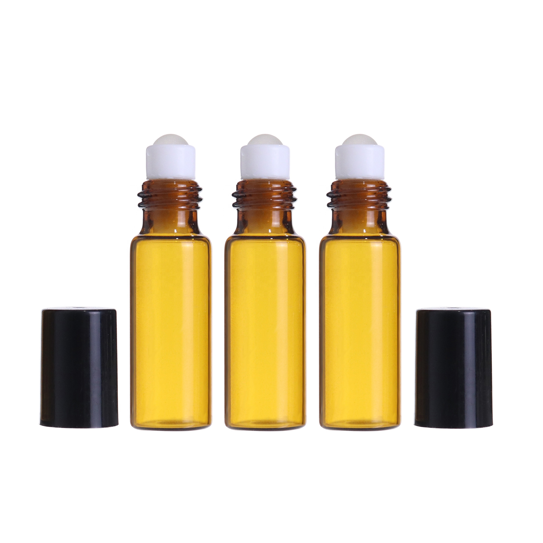 Glass roll on bottles matte 5ml 10ml amber clear black empty glass perfume tester roller botols with stainless/glass roller ball