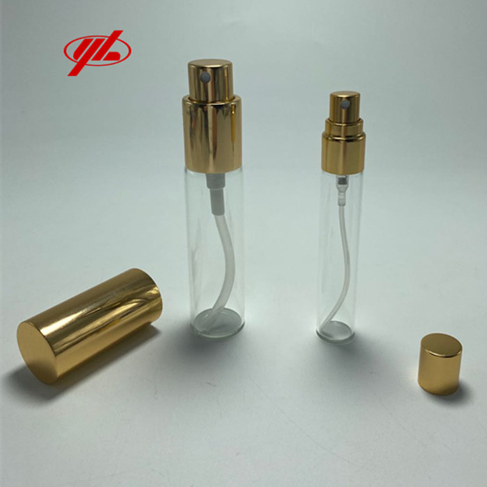 Glass sample bottle with spray