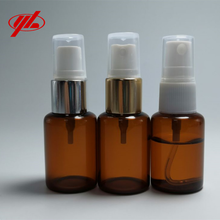 Glass sample bottle with spray