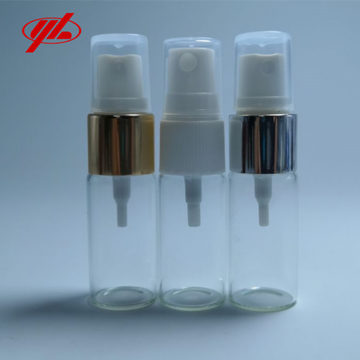 Glass sample bottle with spray