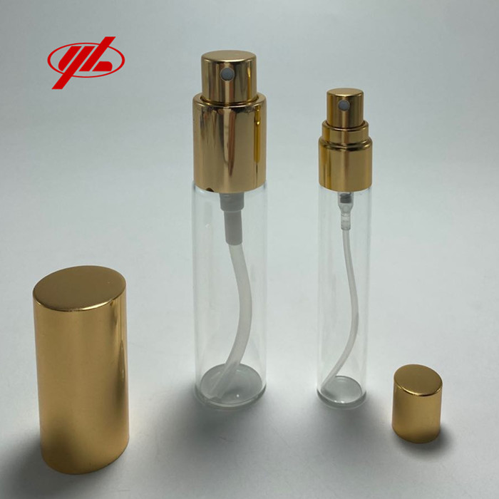 Glass sample bottle with spray
