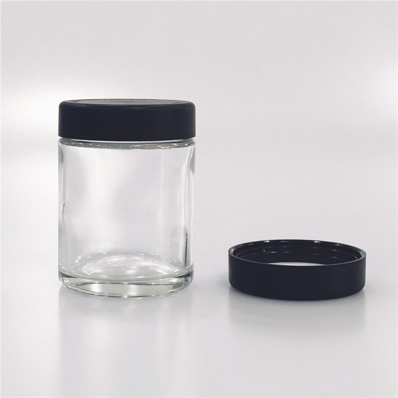 Glass sealed jar 3oz glass jar child resistant cbd hemp flower storage tamper evident containers child proof tamper cap bottle