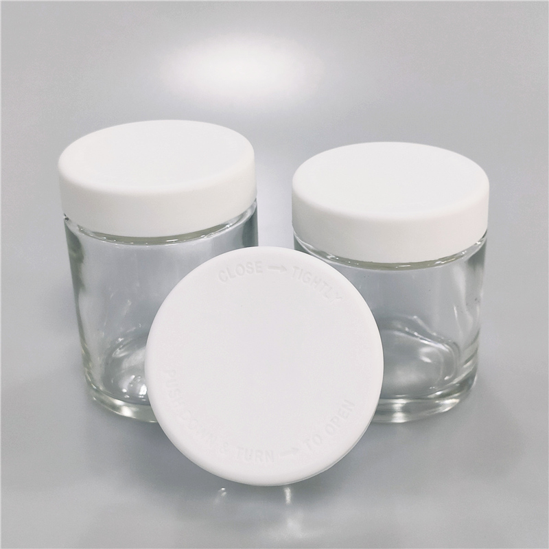 Glass sealed jar 3oz glass jar child resistant cbd hemp flower storage tamper evident containers child proof tamper cap bottle