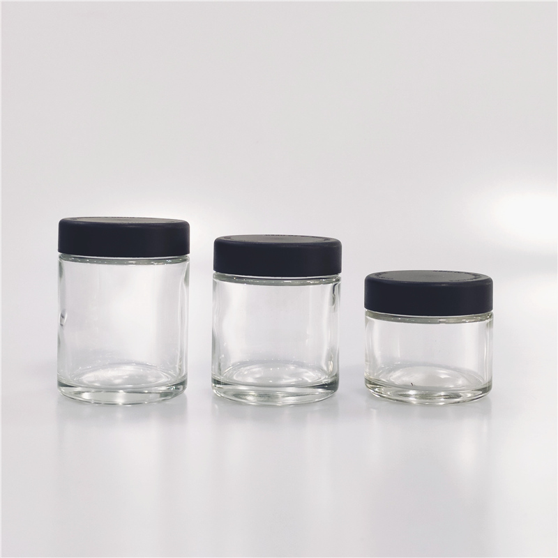 Glass sealed jar 3oz glass jar child resistant cbd hemp flower storage tamper evident containers child proof tamper cap bottle