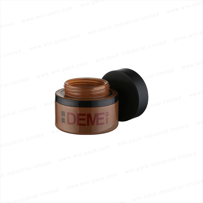 Glass solid brown color lotion bottle and jar round shape tall glass container flat shoulder 100ml 50g glass jar