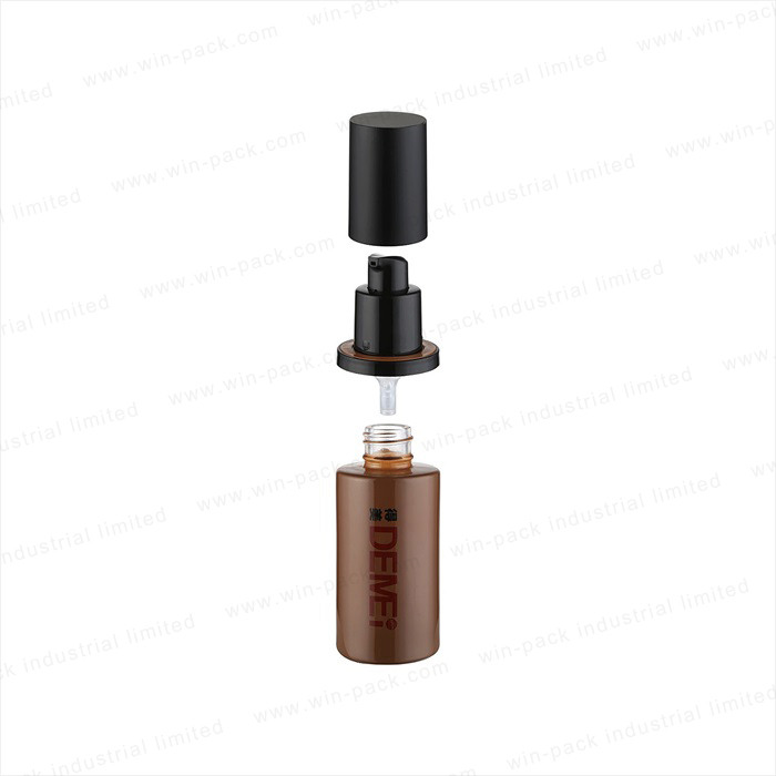 Glass solid brown color lotion bottle and jar round shape tall glass container flat shoulder 100ml 50g glass jar