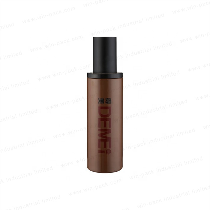 Glass solid brown color lotion bottle and jar round shape tall glass container flat shoulder 100ml 50g glass jar