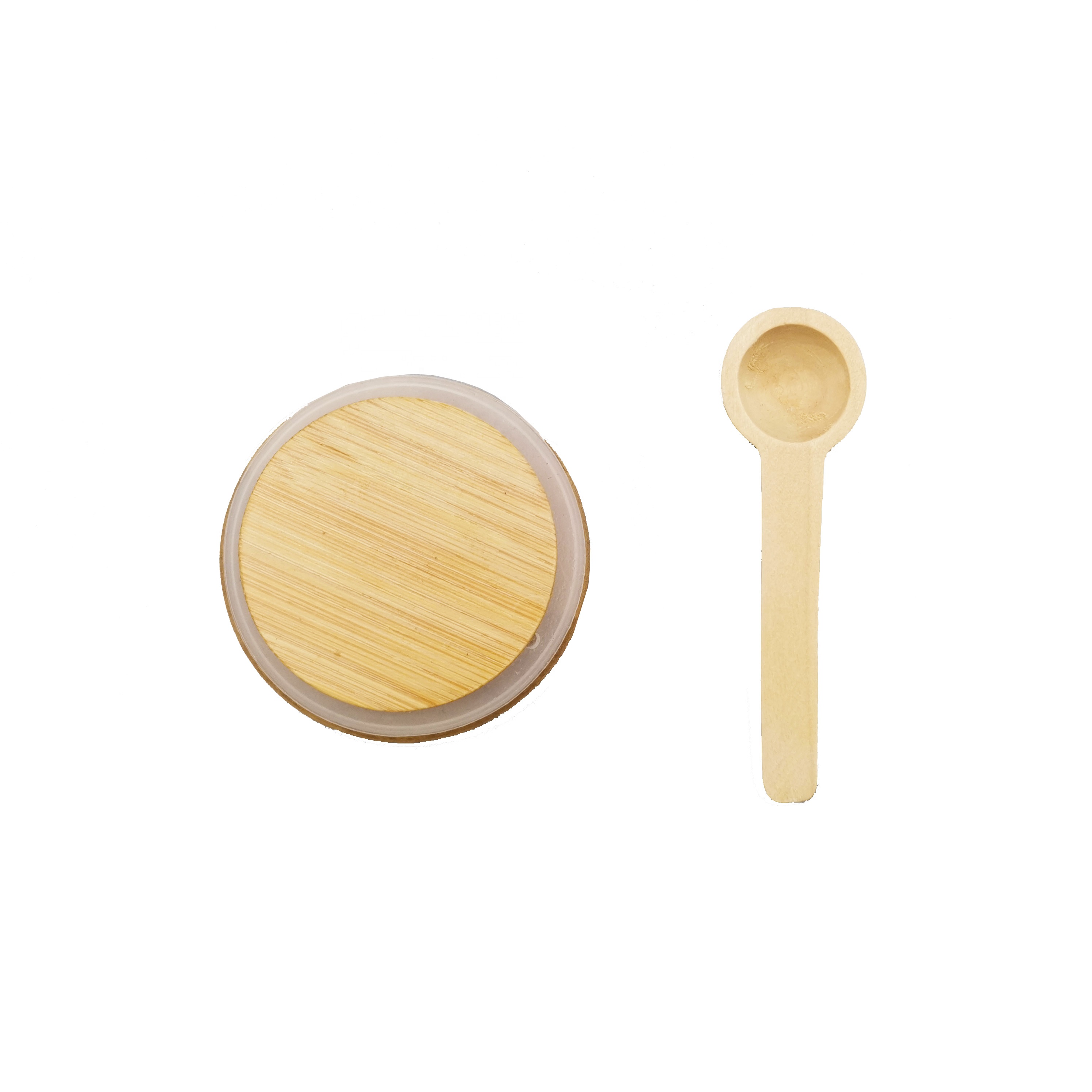 Glass spice sea salt honey round 8oz jar packaging canister for kitchen with bamboo lid and spoon