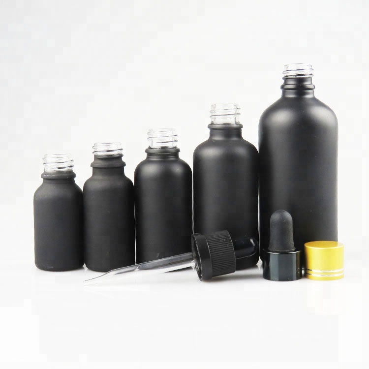 Glass spray bottles wholesale painting black glass dropper bottle with dropper