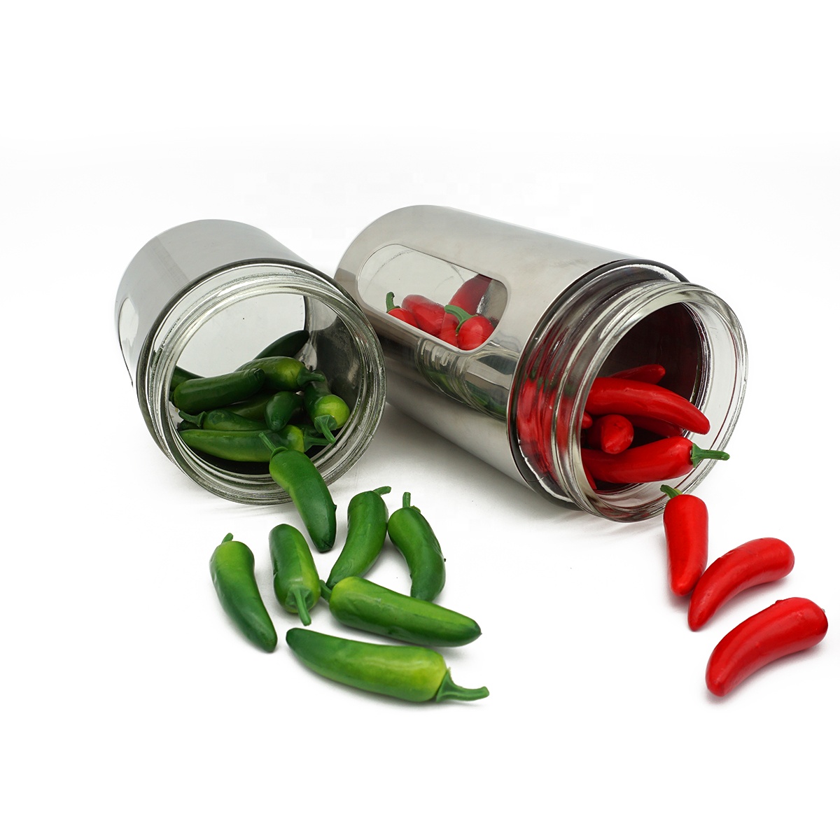 Glass storage jar food wholesale 700ml household stainless steel skin glass jar with lid