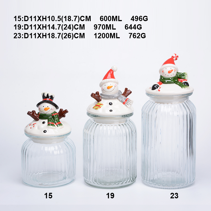 Glass storage jar with ceramic lid