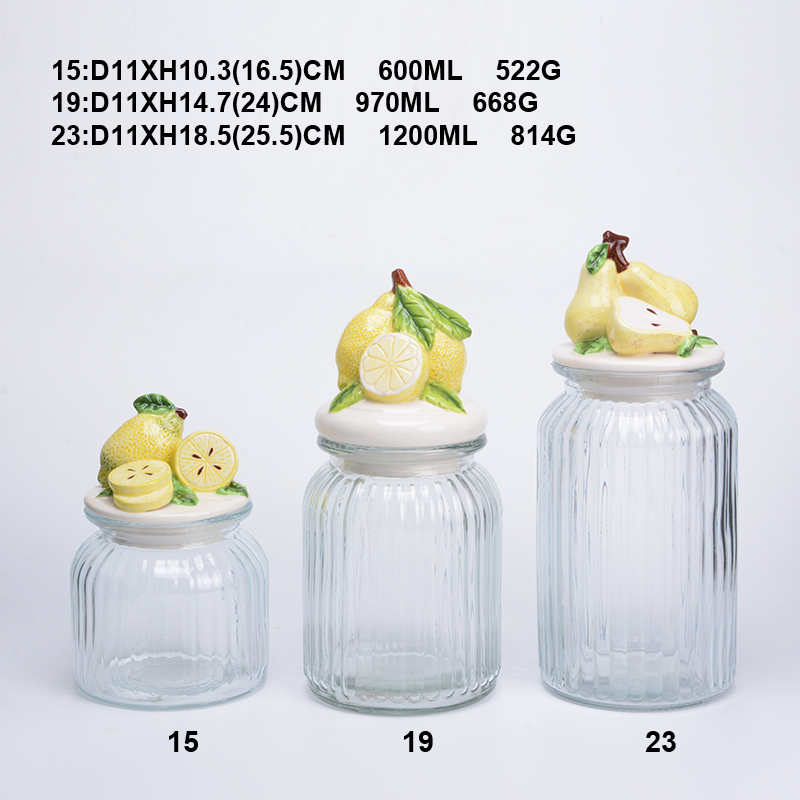 Glass storage jar with ceramic lid