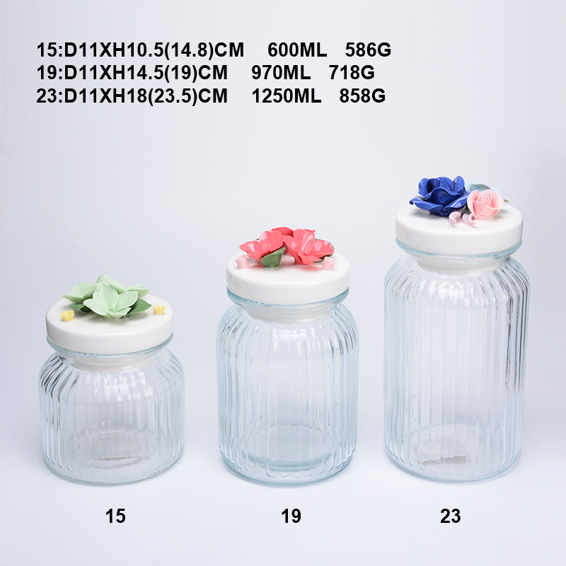 Glass storage jar with ceramic lid