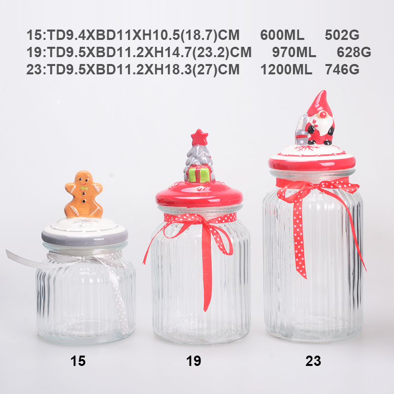 Glass storage jar with ceramic lid