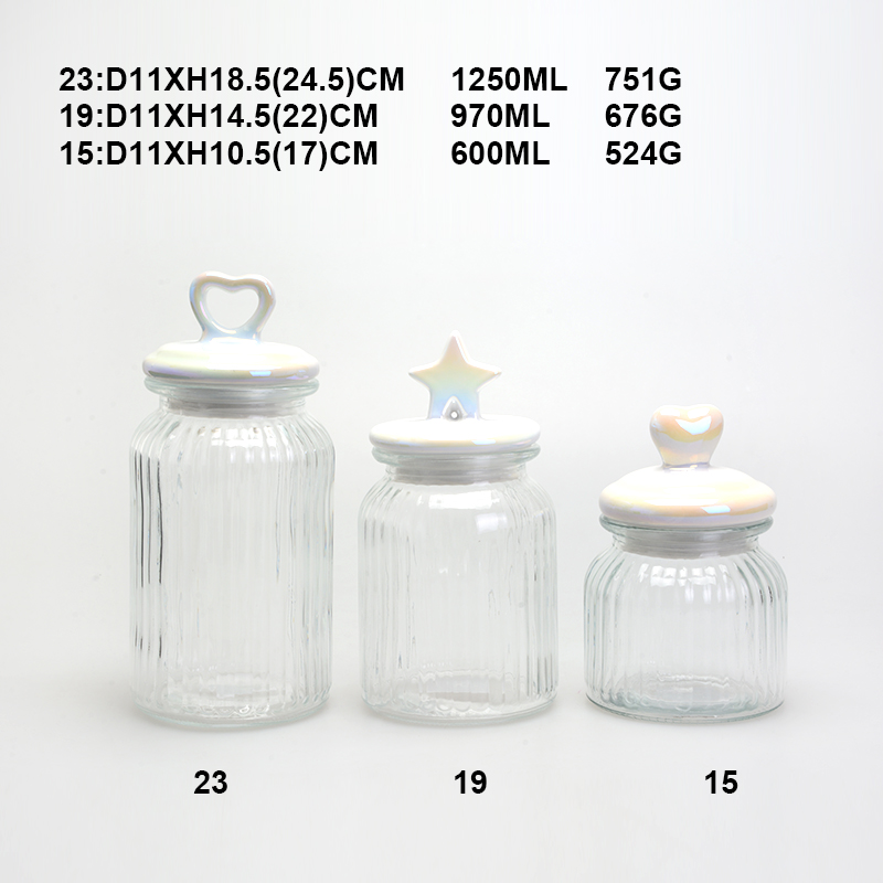 Glass storage jar with ceramic lid