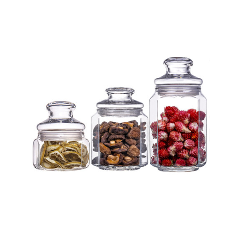 Glass tea   transparent  bottle storage canister Grain storage glass canister