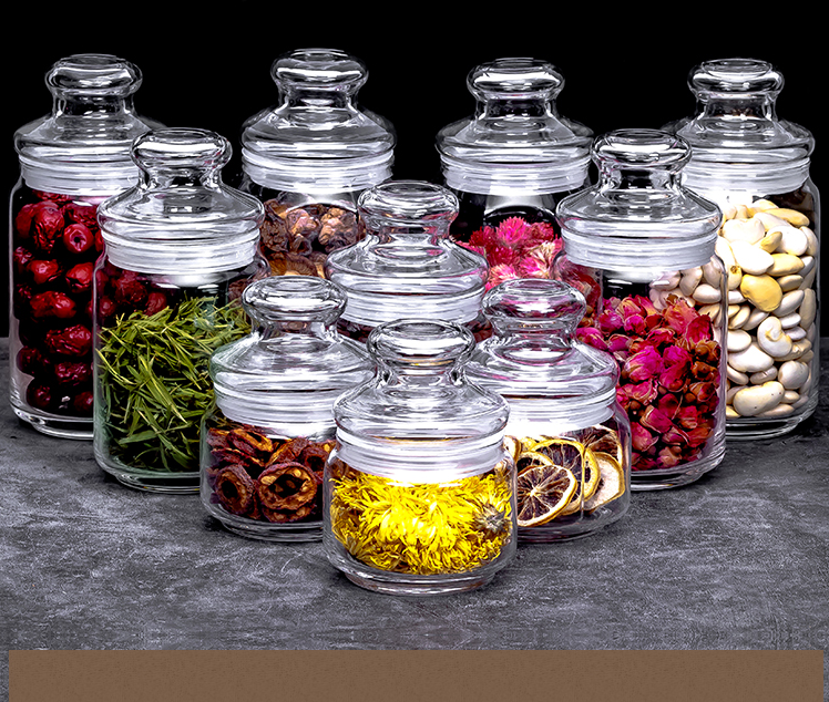 Glass tea transparent bottle storage canister Grain storage glass canister