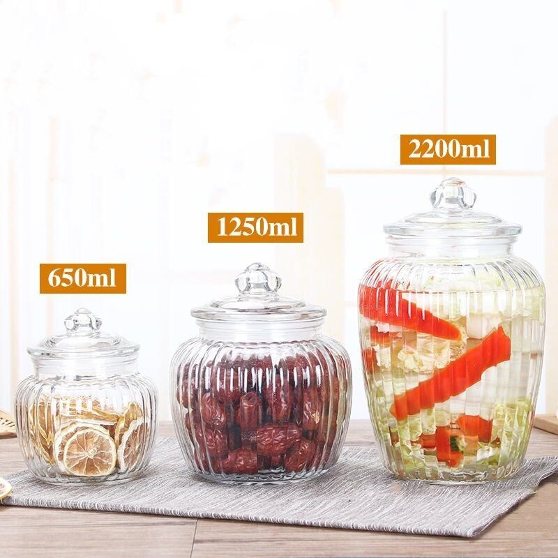 Glass tea transparent bottle storage canister grain storage glass canister
