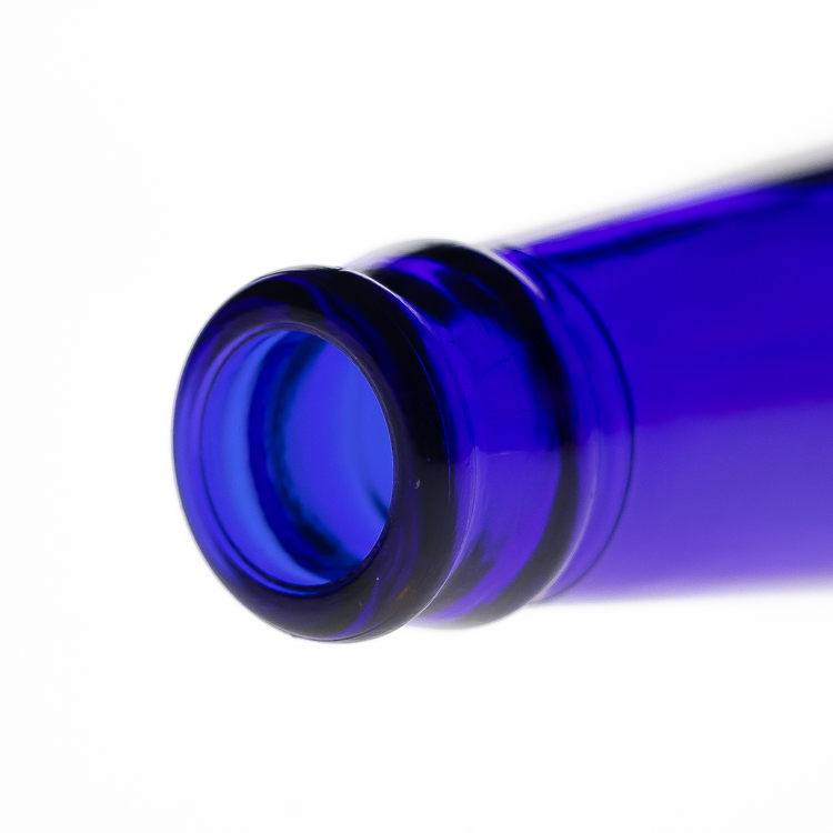 Glasses Supplier 300ml Cobalt Blue Beer Bottles 10oz Round Spirit Wine Alcohol Glass Bottle Wholesale