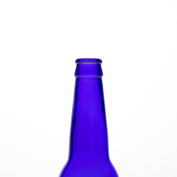 Glasses Supplier 300ml Cobalt Blue Beer Bottles 10oz Round Spirit Wine Alcohol Glass Bottle Wholesale