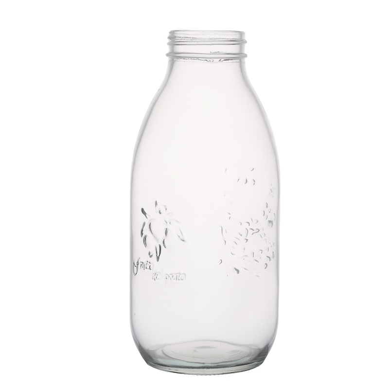 Glassware Factory Customize Bulk Sale Empty Flint Embossed 1000ml Glass Jars Suppliers
