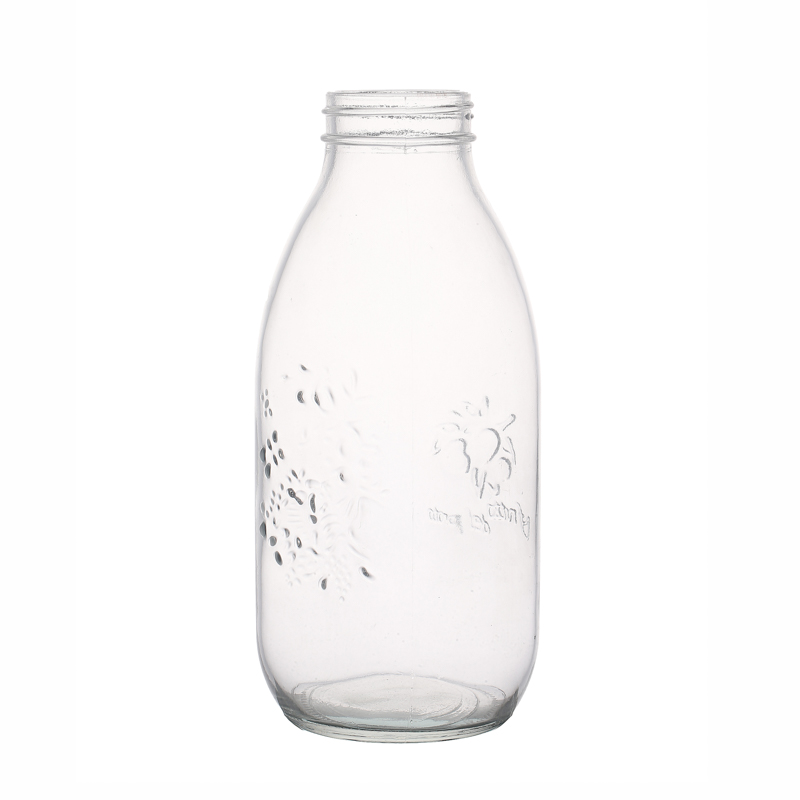 Glassware Factory Customize Bulk Sale Empty Flint Embossed 1000ml Glass Jars Suppliers