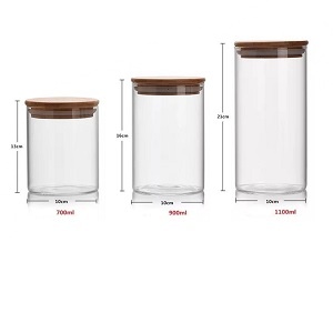 Glassware Factory Supplier High Borosilicate Food Glass Jars with Bamboo Lid