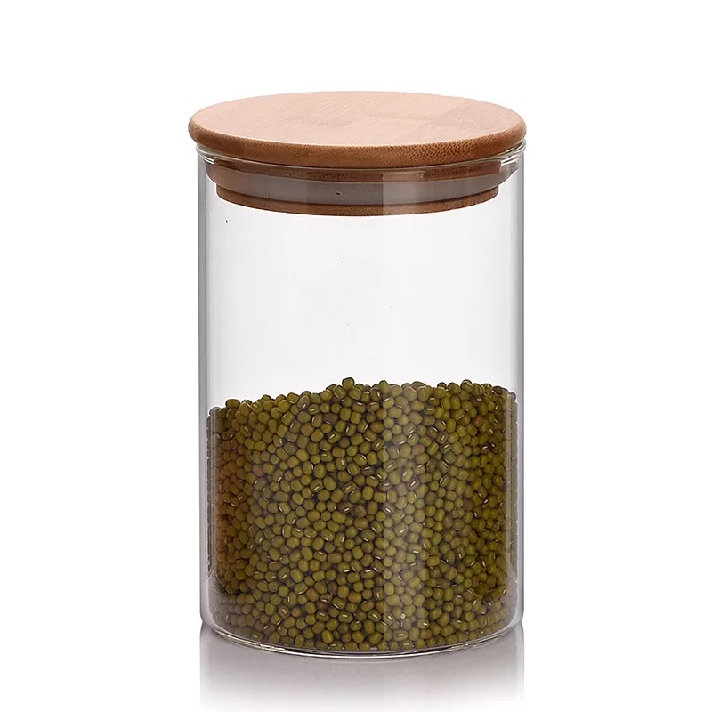 Glassware Factory Supplier High Borosilicate Food Glass Jars with Bamboo Lid
