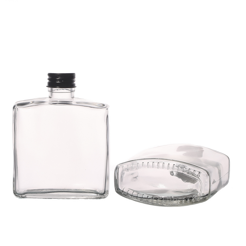 Glassware Factory Supply Screw Top 250ml Flint Empty Square Glass Bottles Manufacturer