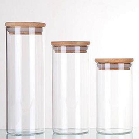 Glassware Kitchen Storage Jar Food Glass Storage Jar With Glass Lid Glass Food Storage Jar With Stainless Steel Lid