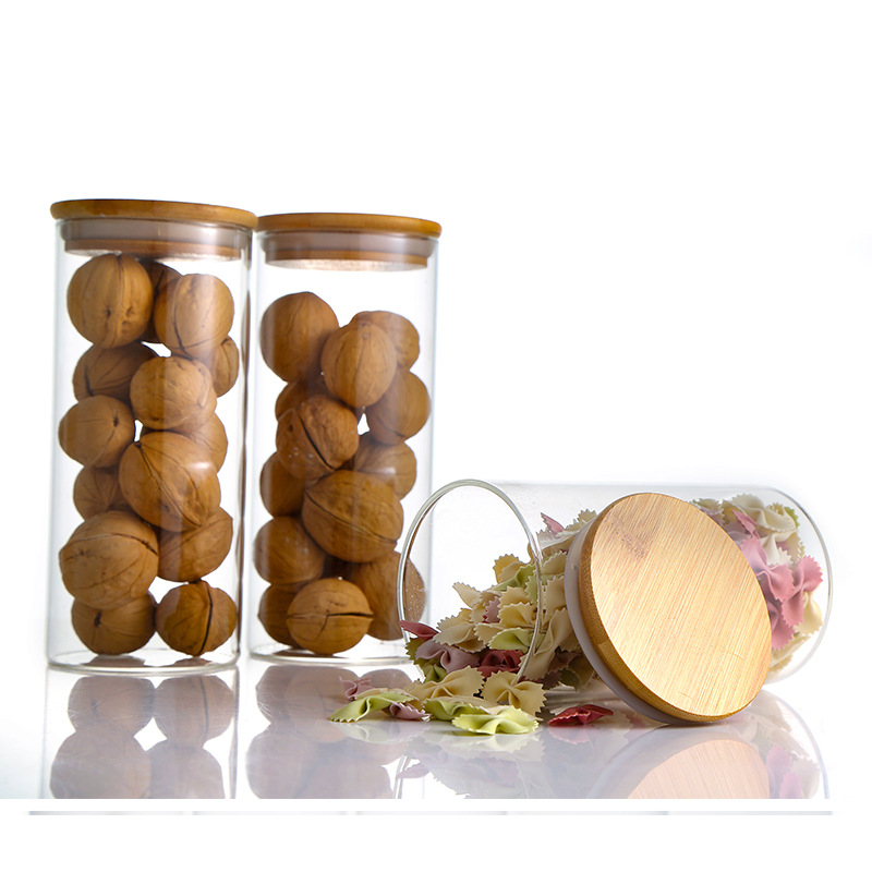 Glassware Kitchen Storage Jar Food Glass Storage Jar With Glass Lid Glass Food Storage Jar With Stainless Steel Lid