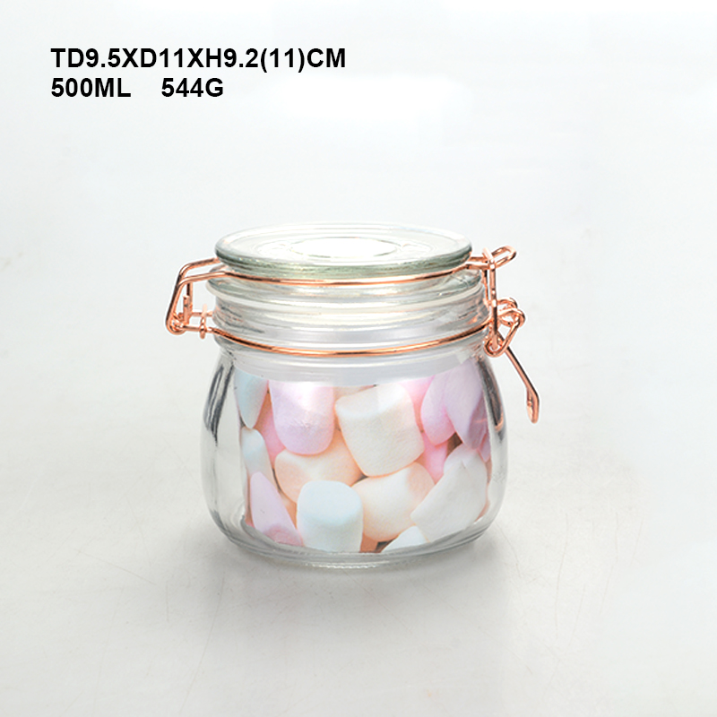 Glassware food storage sealed custom size glass jar with clip lid top