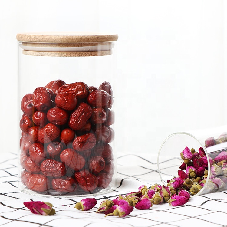 Glassware glass container with bamboo lid food set