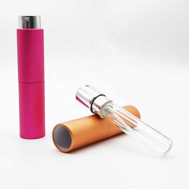 Glitter Empty Aluminum Round Pocket Refillable Twist Perfume Atomizer 8ml 10ml 15ml 20ml Spray Bottle