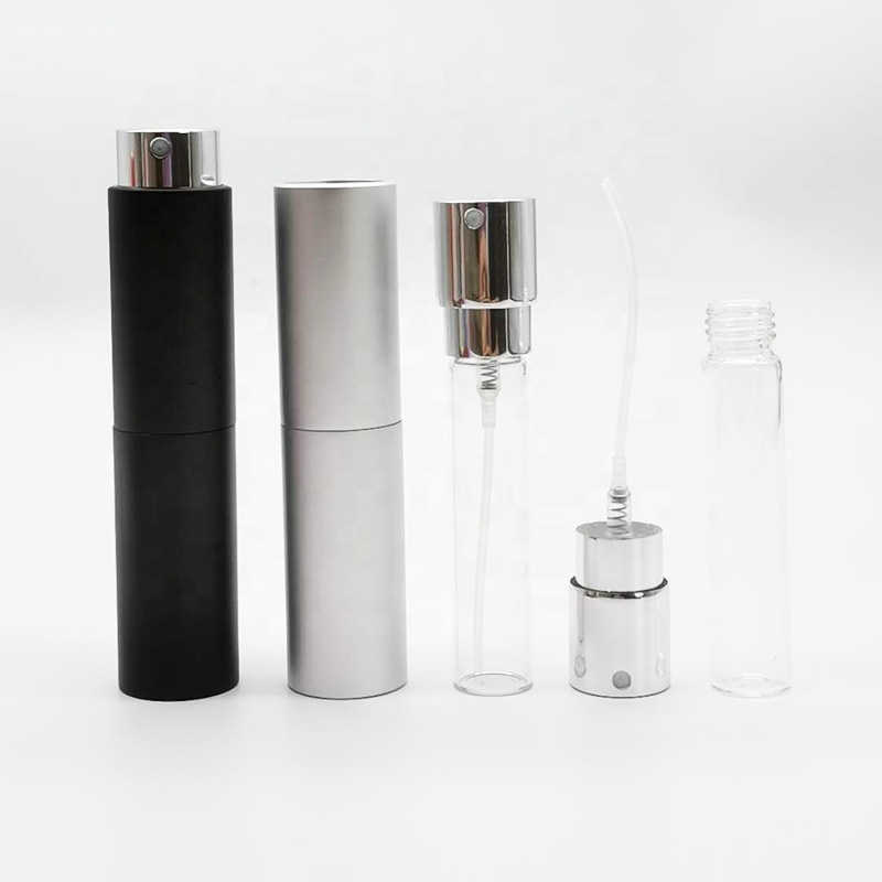 Glitter Empty Aluminum Round Pocket Refillable Twist Perfume Atomizer 8ml 10ml 15ml 20ml Spray Bottle