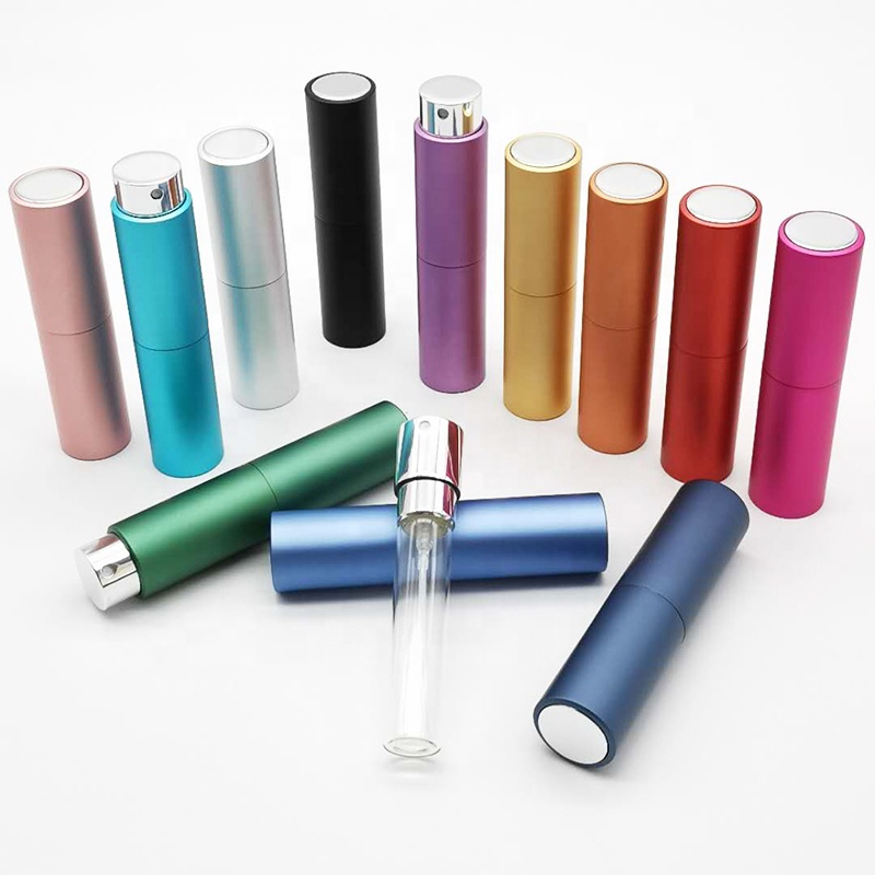 Glitter Empty Aluminum Round Pocket Refillable Twist Perfume Atomizer 8ml 10ml 15ml 20ml Spray Bottle