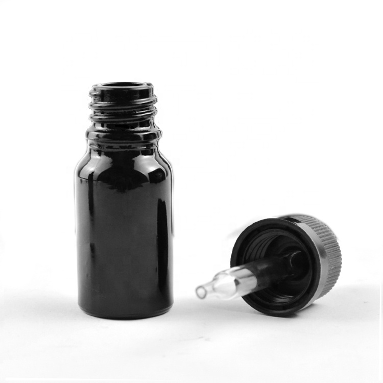 Glossy Black Tincture Bottles Glass Dropper Serum Bottle 5ml 10ml 15ml 20ml 30ml 50ml 100ml