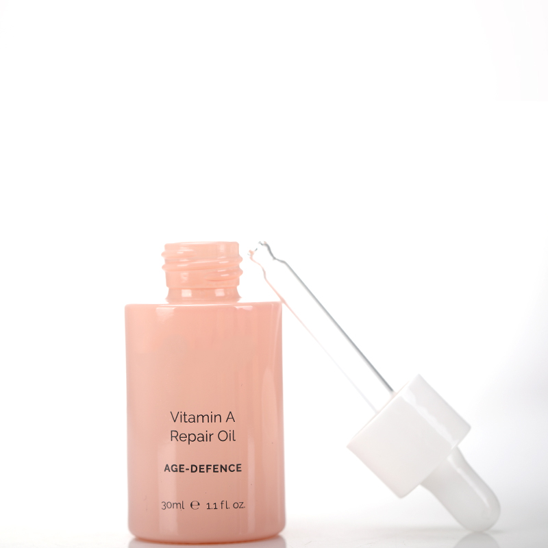 Glossy Pink Blue Yellow Skincare Cosmetic Packaging White Cap Serum Dropper Bottles