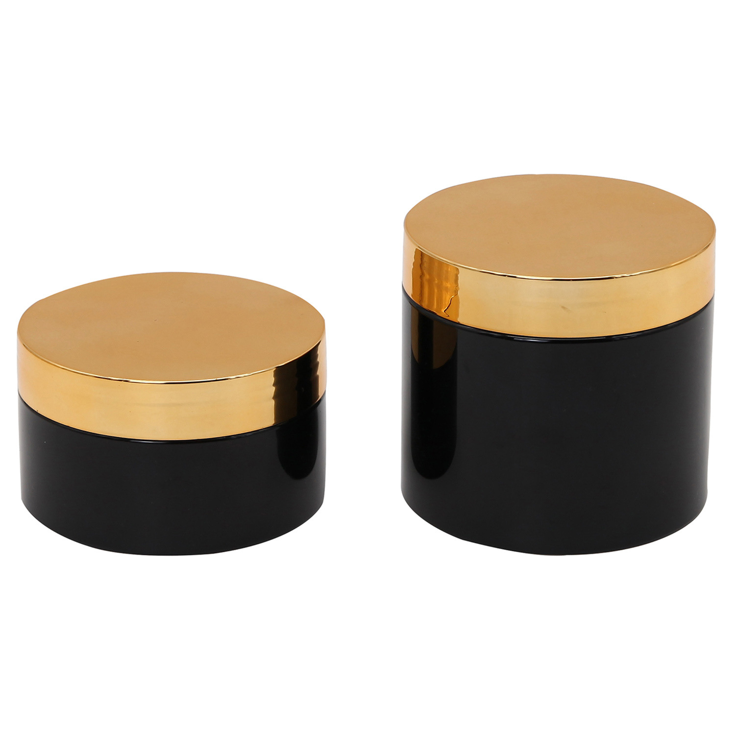 Glossy black PET plastic Powder pomade Jar with black lid