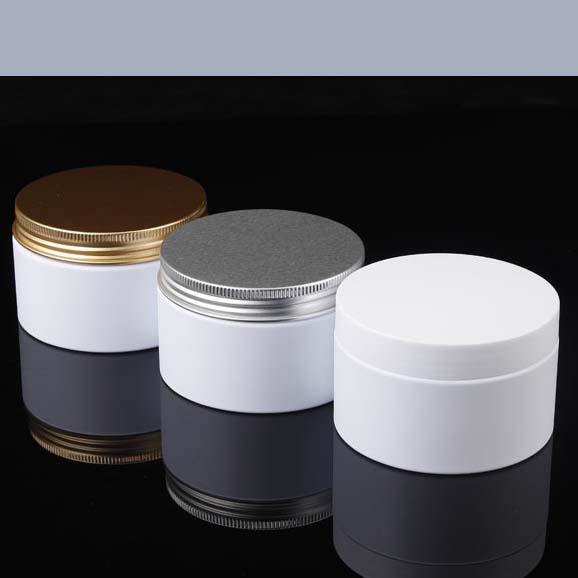 Glossy black PET plastic Powder pomade Jar with black lid