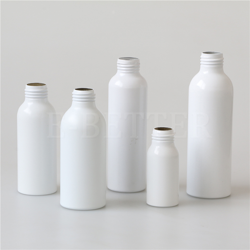 Glossy white 50ml 100ml 200ml 250ml 500ml 750ml aluminum shampoo bottle lotion pump