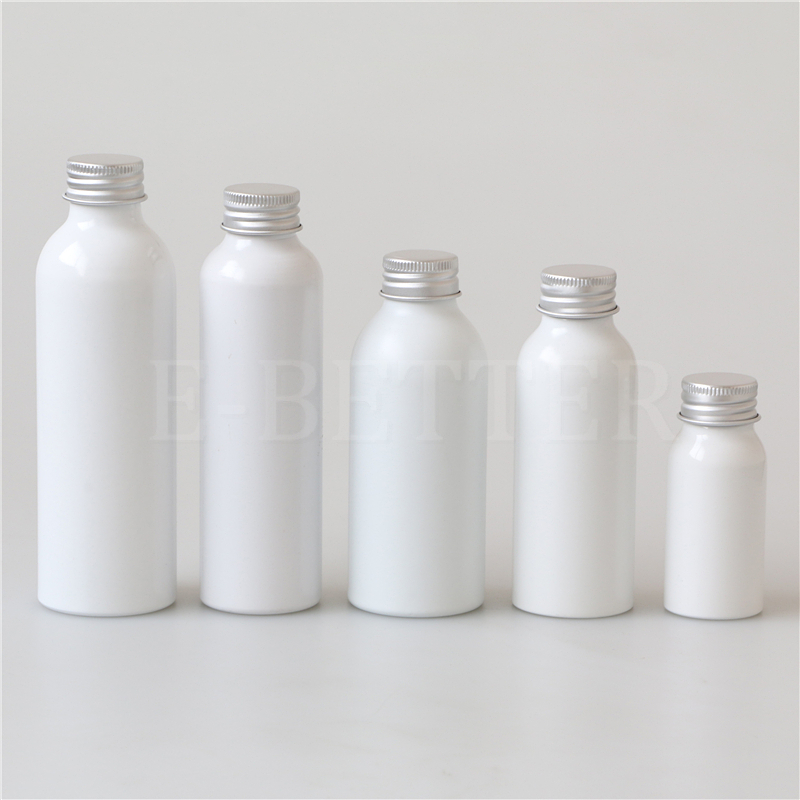 Glossy white 50ml 100ml 200ml 250ml 500ml 750ml aluminum shampoo bottle lotion pump