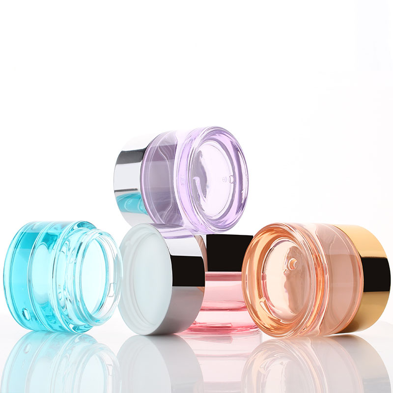 Glossy white glass jar 50g 50ml 1.7oz 2oz cosmetic glass empty jar with gold lid