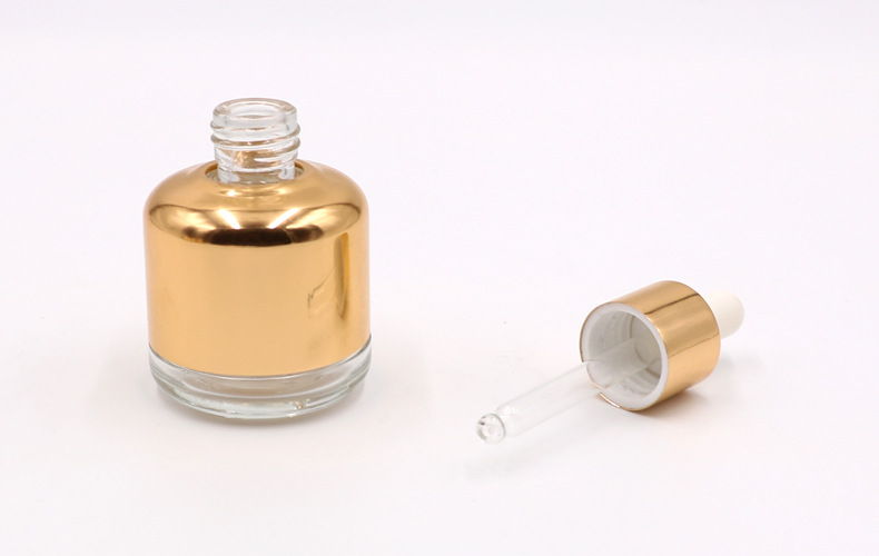 Gold 10ml 20ml 30ml 40ml 50ml dropper glass bottle anodized aluminum shoulder sleeve perfume bottle