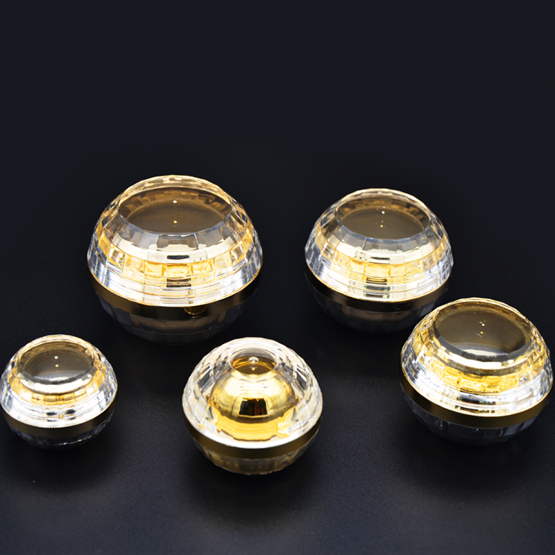Gold Ball Shape Luxury Empty Rose Gold Color Cosmetic Acrylic Jar Container 5g 10g 15g 30g 50g