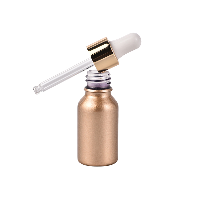 Gold Black Electroplated Uv Coating Glass Bottle Essential Oil Glass Dropper Bottles with Silver Golden Dropper