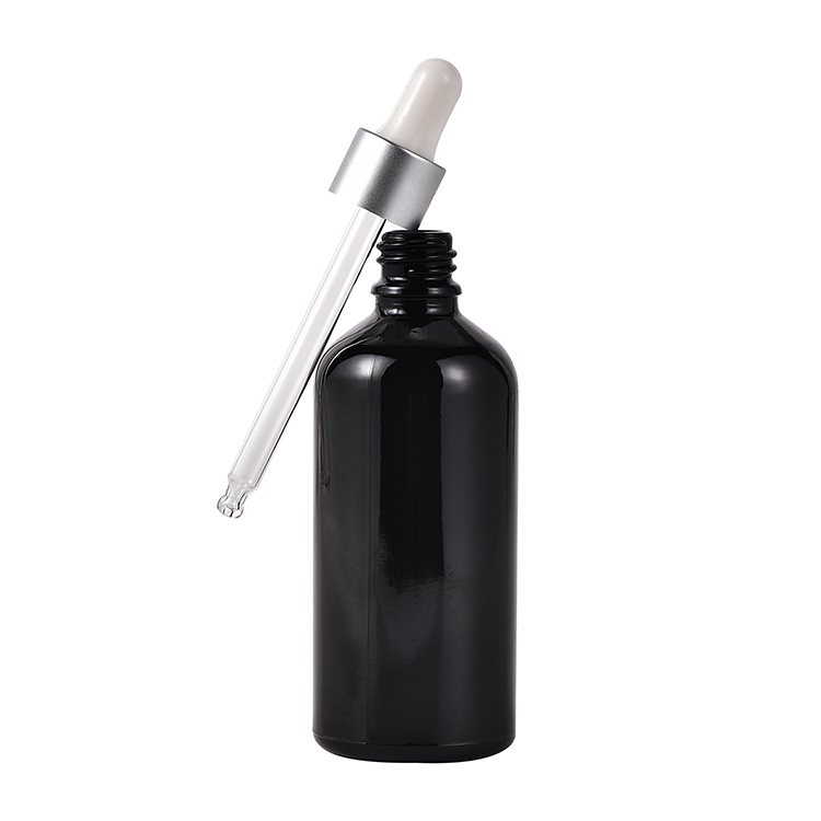 Gold Black Electroplated Uv Coating Glass Bottle Essential Oil Glass Dropper Bottles with Silver Golden Dropper