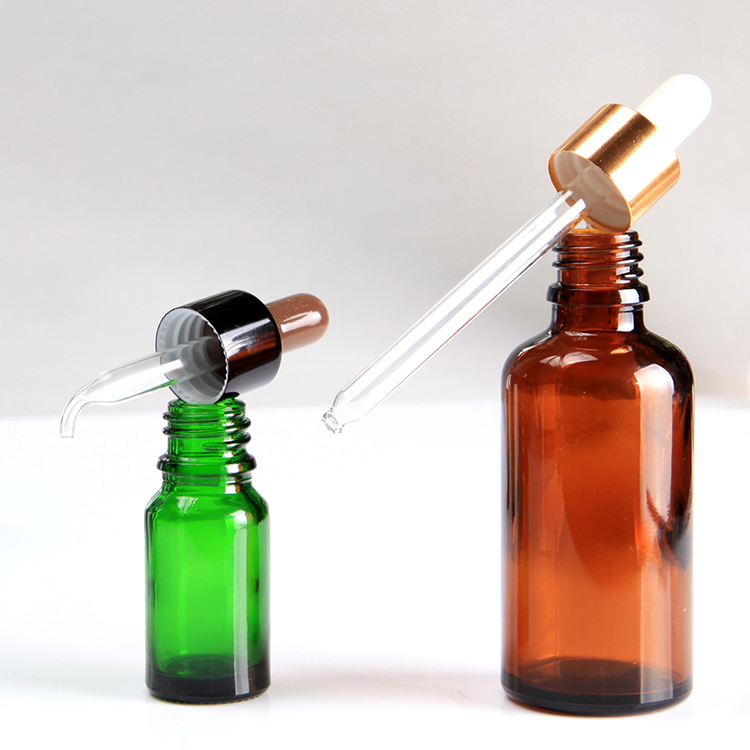 Gold Electroplate Surface Dropper Head Glass Essential Oil Bottle