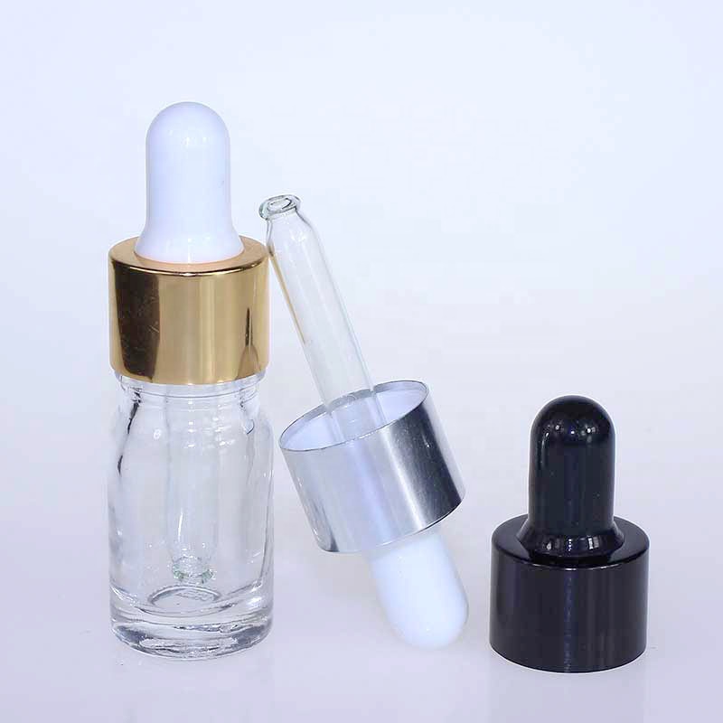 Gold Glass Clear Dropper Bottles For Essential Oil Cosmetic Glass Bottle